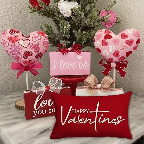 Miniatura 4 de JXZYGMD Fundas de almohada para el día de San Valentín de 12 x 20 pulgadas, diseño de corazón rosa, decoración para sofá, decoración del hogar