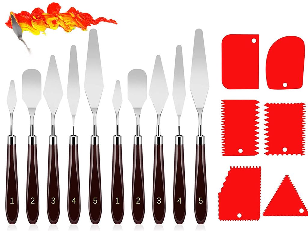 Set 11 Spatole Per Pittura MumdoYAL - 5 Coltelli Da Paletta E 6 Raschietti Per Acrilico, Olio E Guazzo - Foto 5