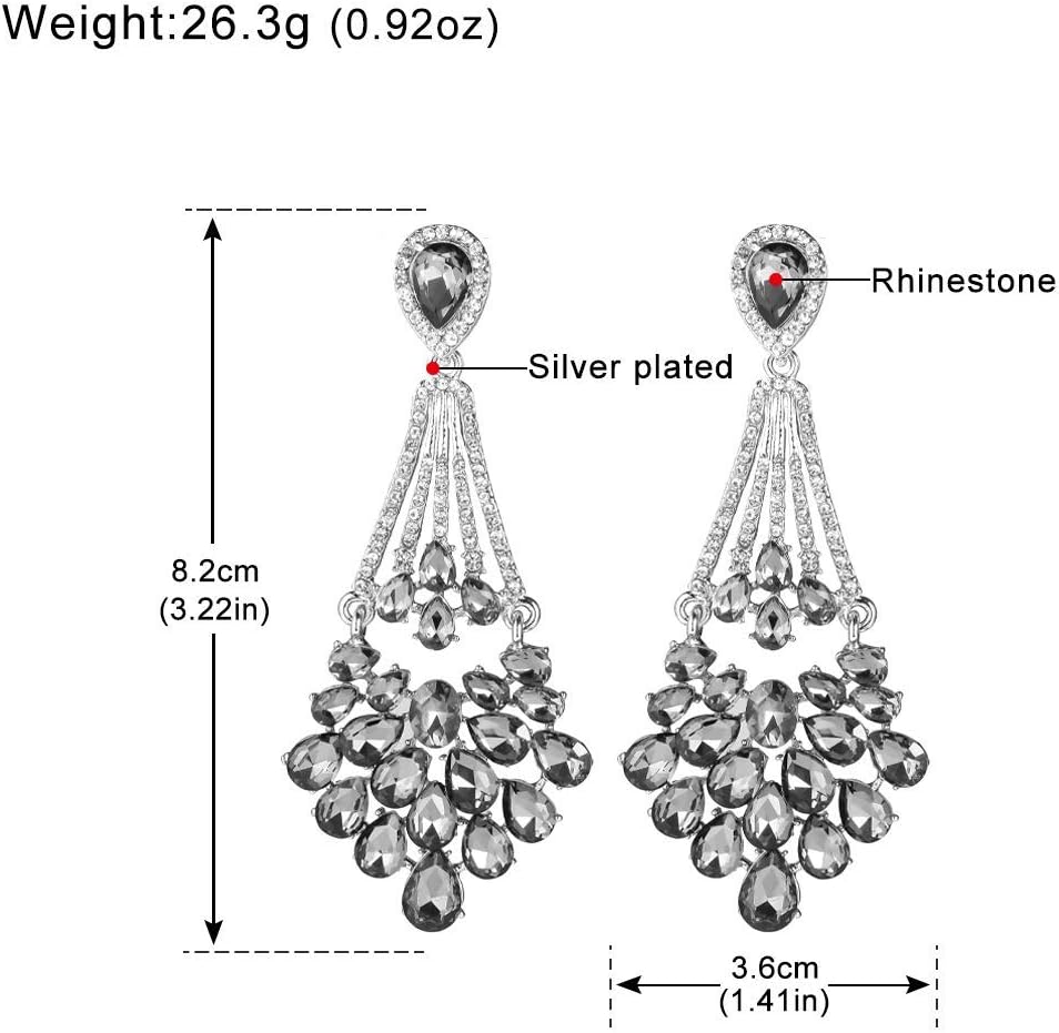 Vintage Floral Teardrop Butterfly Wing Black Austrian Crystal Drop Dangle Earrings for Women Bride Gift image 2