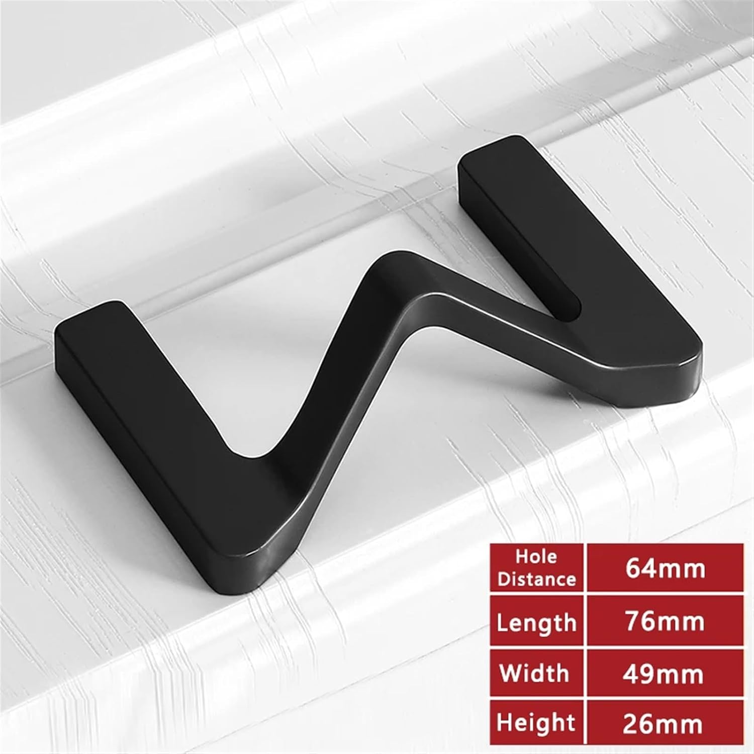 Creative Cabinet Handles Letters ML Handle Wardrobe Door Handle Brass Light Gold Drawer Pulls Furniture Hardware 1Pcs (Color : Black M-64mm)