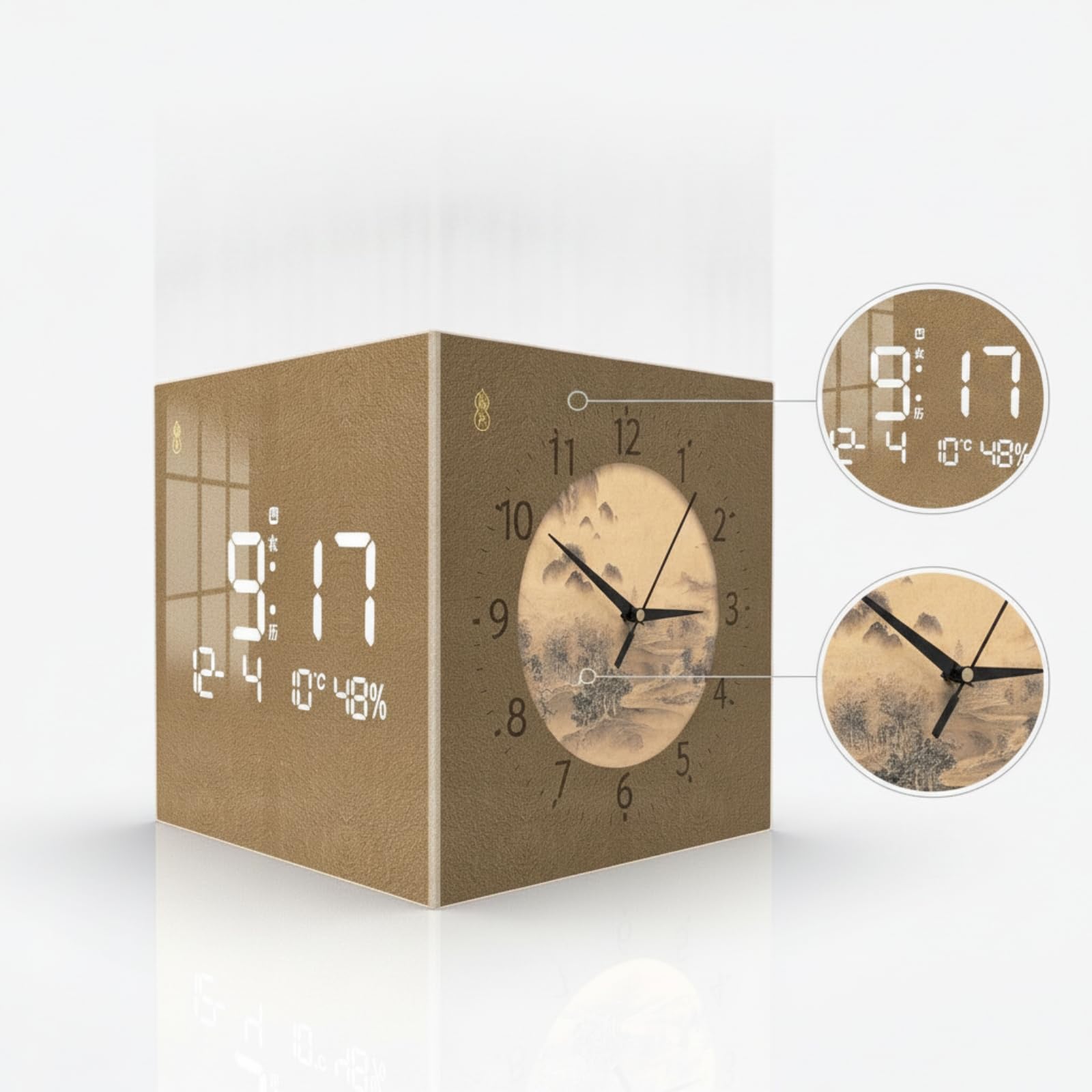 Orologio con Display LED Moderno | Qurante in Acrilico Trasparente, Orologio da Angolo a Doppia Faccia, Decorativo, per Soggiorno, 30CM, Stile B