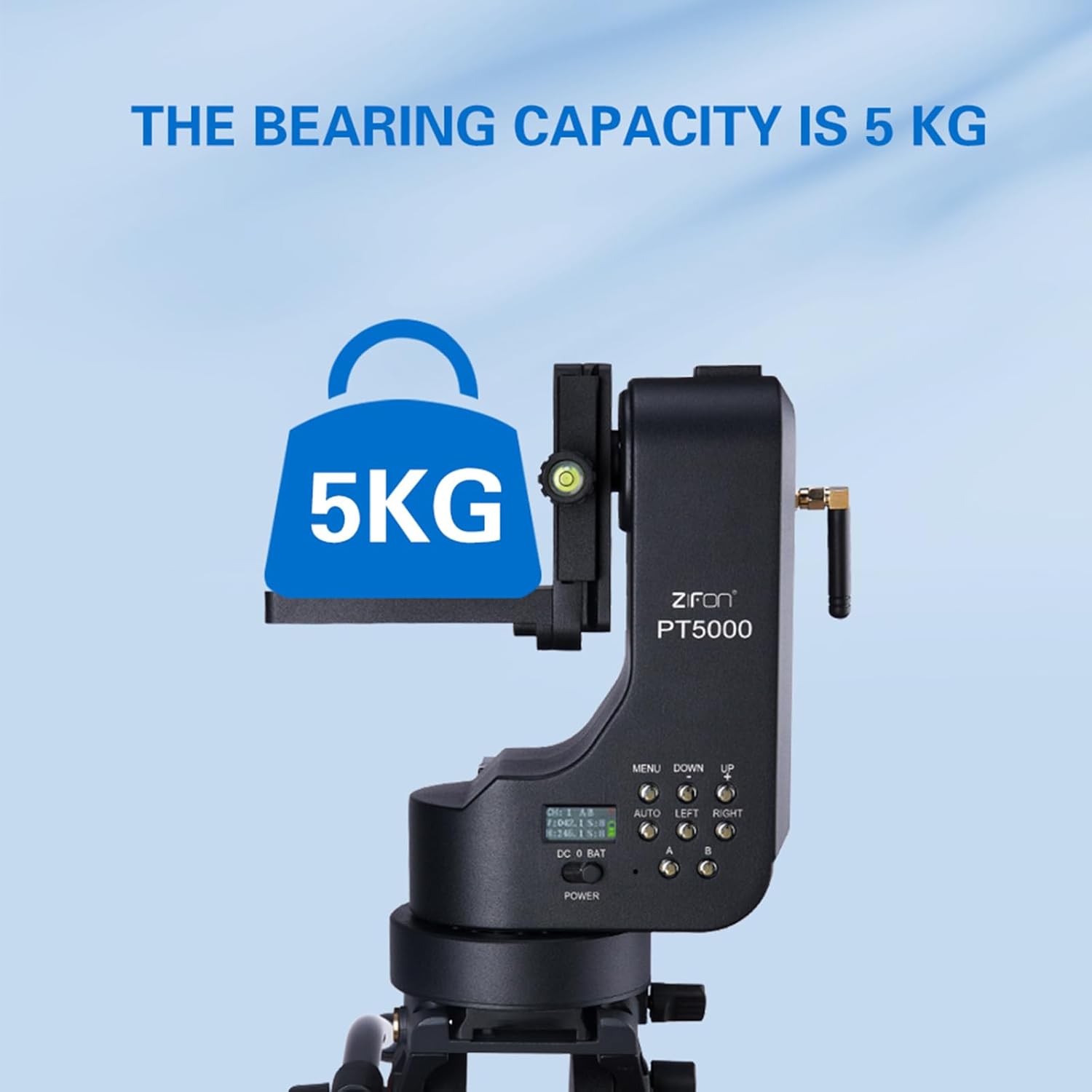 PT5000 360° Auto Motorized Rotating Panoramic Head with Remote Control, Professional Universal Shaft, Support 5KG（11LB） Camera Pan Tilt Video Tripod Head Stabilize