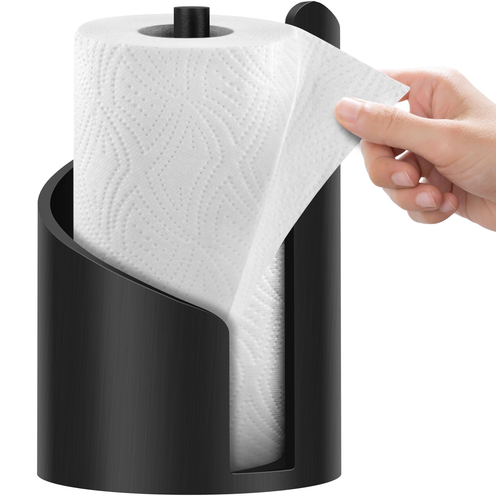 Mountain Paper Towel Holder,2026 New Wooden Mango Wood Stand with Iron Base Modern Countertop Towel Holder for Kitchen & Bathroom,One-Handed Operation,Fits Jumbo Rolls(black)