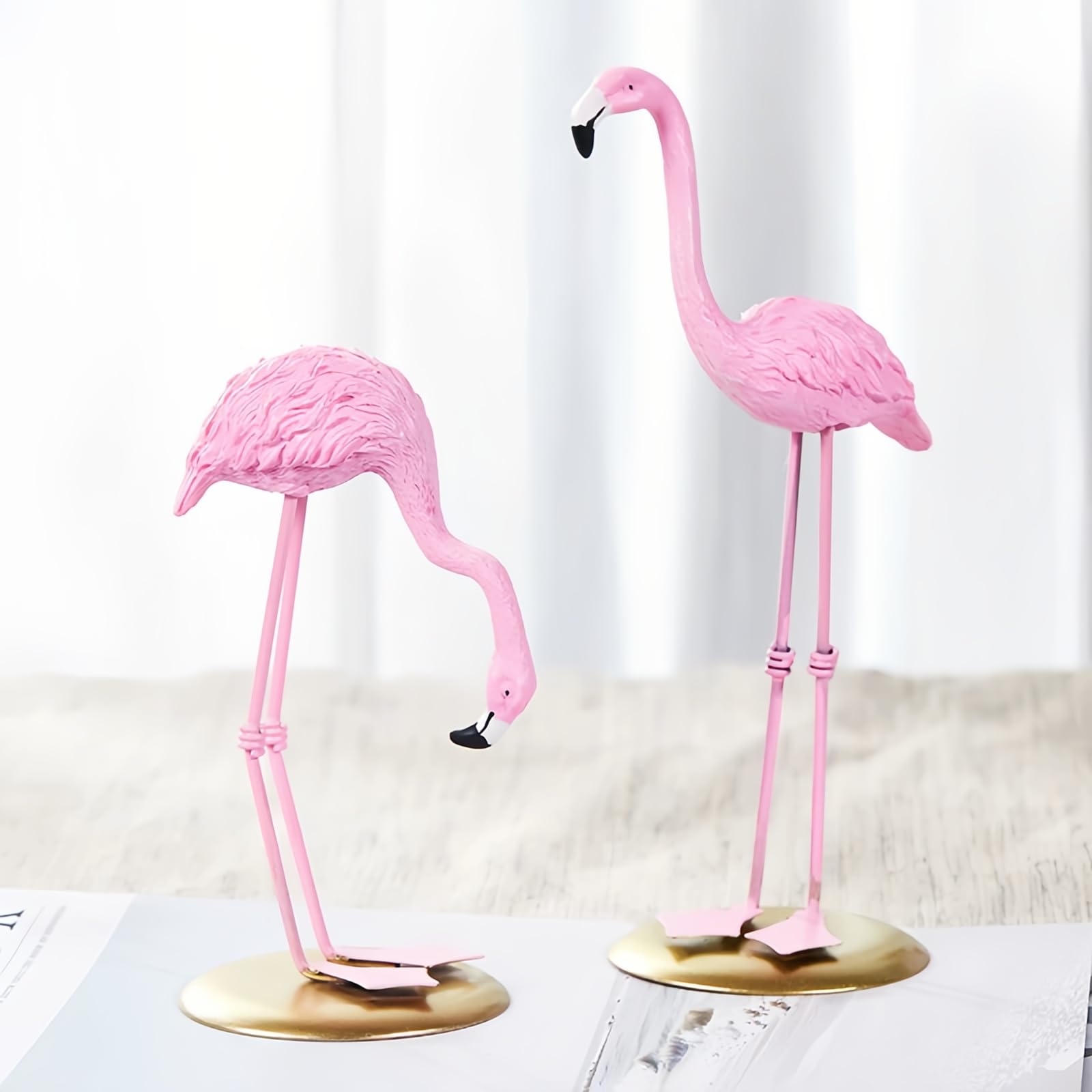 Figura de Flamenco Rosa Estatua de Pájaro en Resina