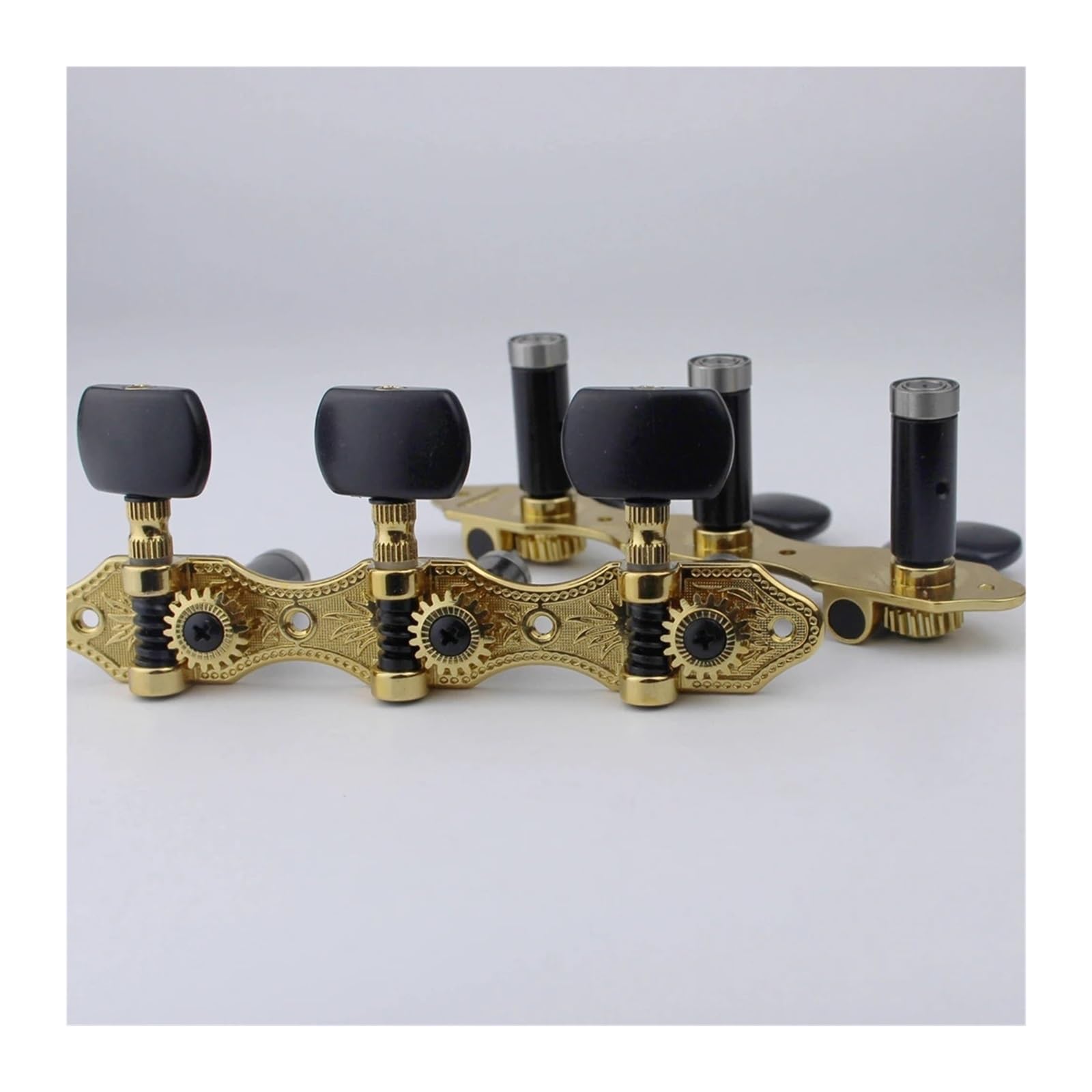 Afinador de guitarra clásica Teclas de afinación de guitarra clásica acústica Clavijas de acero Clavijas de máquina Negro(Gold)