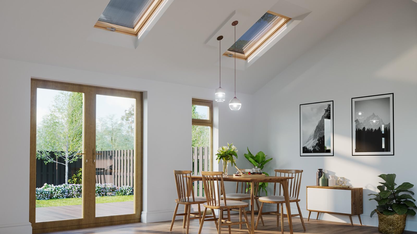 Lucernario Velux Gruppe 78 x 118 cm RoofLITE+ | Finestra con doppia vetratura | Finestra obliqua in legno | Finestra basculante inclusa di telaio per copertura in tegole (fino a 50 m+ Set di