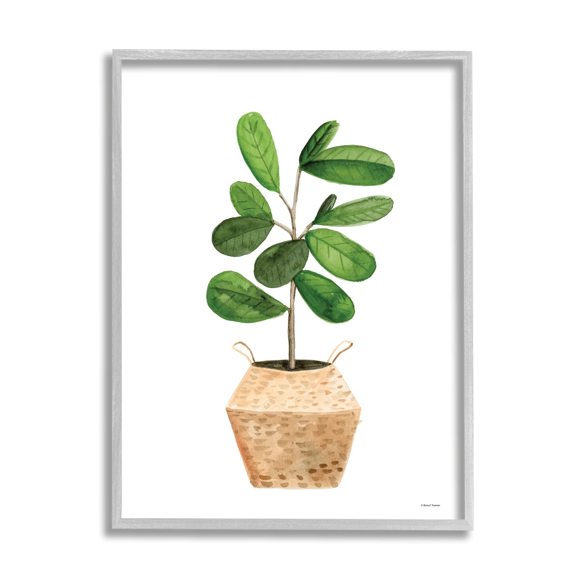 Stupell Industries Round Green Leaves Planter Framed Giclee Art, Design by Rachel Nieman