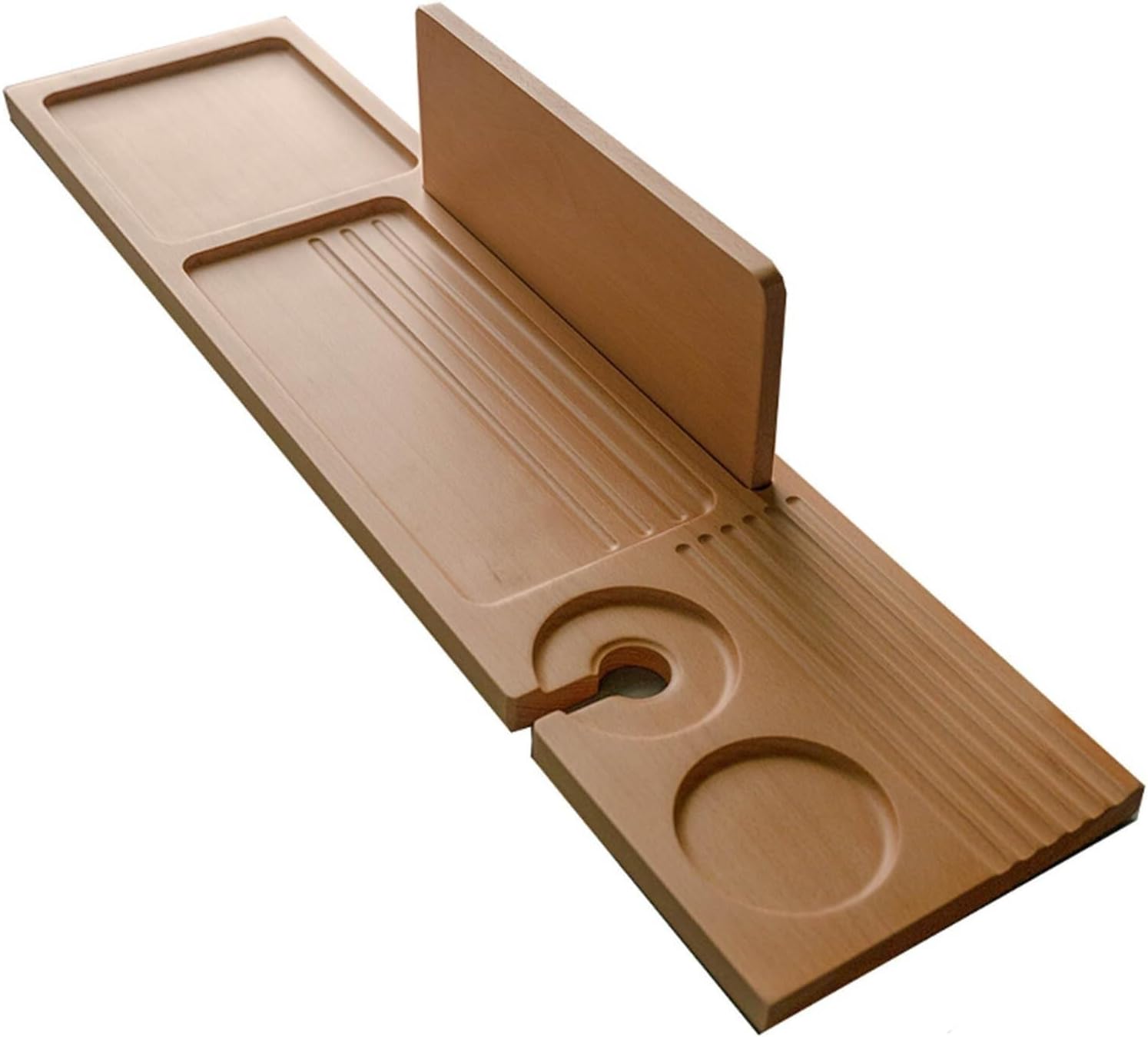 Non-Slip Bathtub Caddy Tray, Multi-Function Tub Organizer with Wine Glass & Tablet Holder, Wooden Bathroom Storage, Ideal Gift for Home Spa Relaxation，One Color 78cm/30.7in