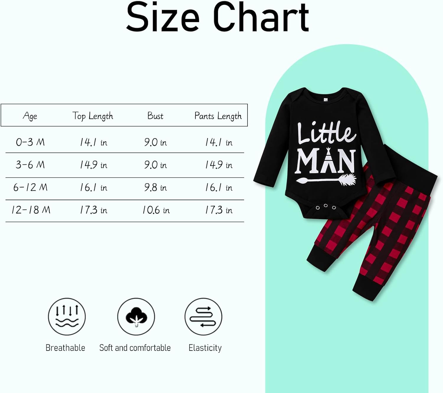 Miniatura 5 de TUEMOS Conjunto de ropa para bebé recién nacido, con estampado de letras, mameluco, pantalones, sombrero, conjunto de 3 piezas