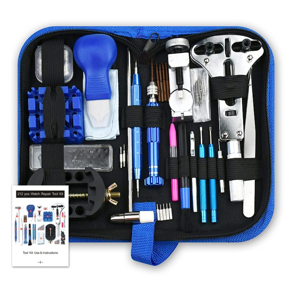 212pcs Kit di Attrezzi per la Riparazione dell'apri dell'orologio Leva dell'orologio Coltello Cacciavite Set di martelli per orologiaio Accessori per Cinturino per orologiaio