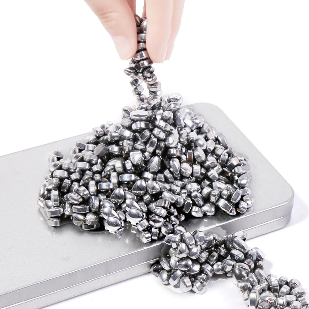 Ferrite Putty, Fidget Toys Adults 600 PCS Smooth Ferrite Stones Satisfying Irregular Ferrite Rocks,Desk Toys for Office and Fidget Toys for Adults（Silver）