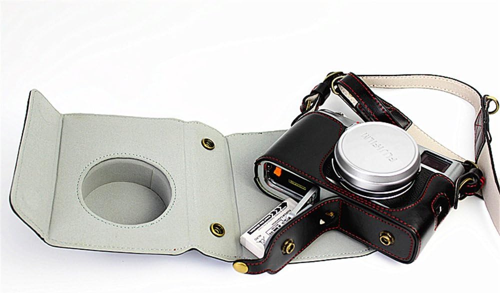 X100 Case, BolinUS Handmade PU Leather Fullbody Camera Case Bag Cover for Fujifilm Fuji X100 X100S X100T Bottom Opening Version + Neck Strap -Black