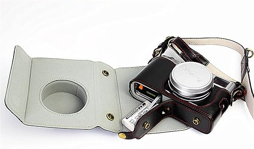 Vista 24 de Funda X100, hecha a mano de piel sintética para cámara de cuerpo completo para Fujifilm Fuji X100 X100S X100T versión de apertura inferior + correa