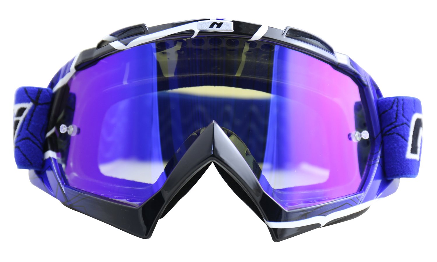 Motocross Goggles NK-1019 MX ATV Off Road Dirt Bike Goggles For Unisex Adult (Techline Blue,Chrome Mirrored Lens)