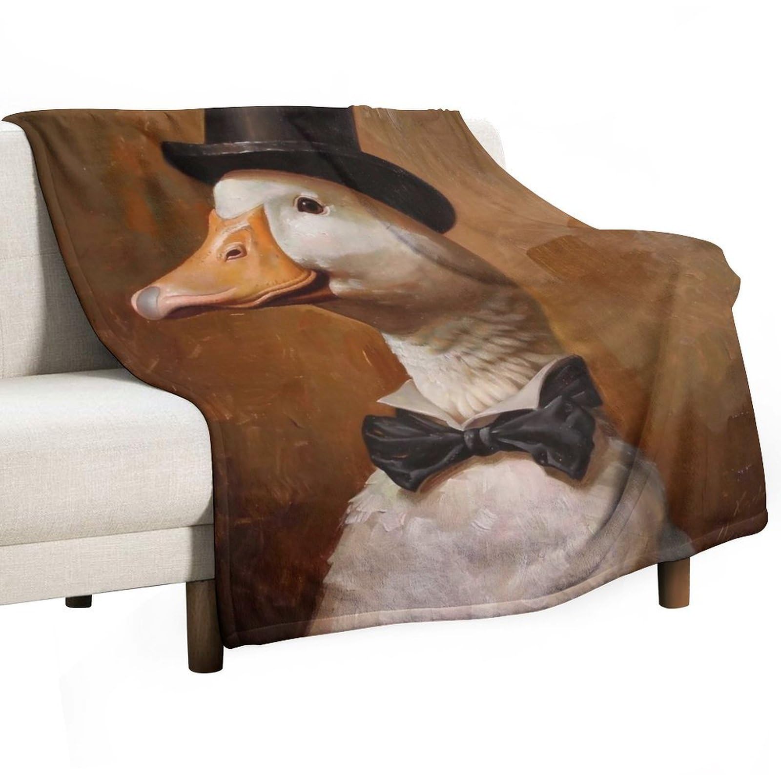 YHGSREUOH Gentleman Duck 02 Flannel Blankets Fleece Soft Throw Lightweight Plush Gifts for Couch, Bed, Cozy Sofa Plush, Chair, Lovers 130x150cm(50x60in)