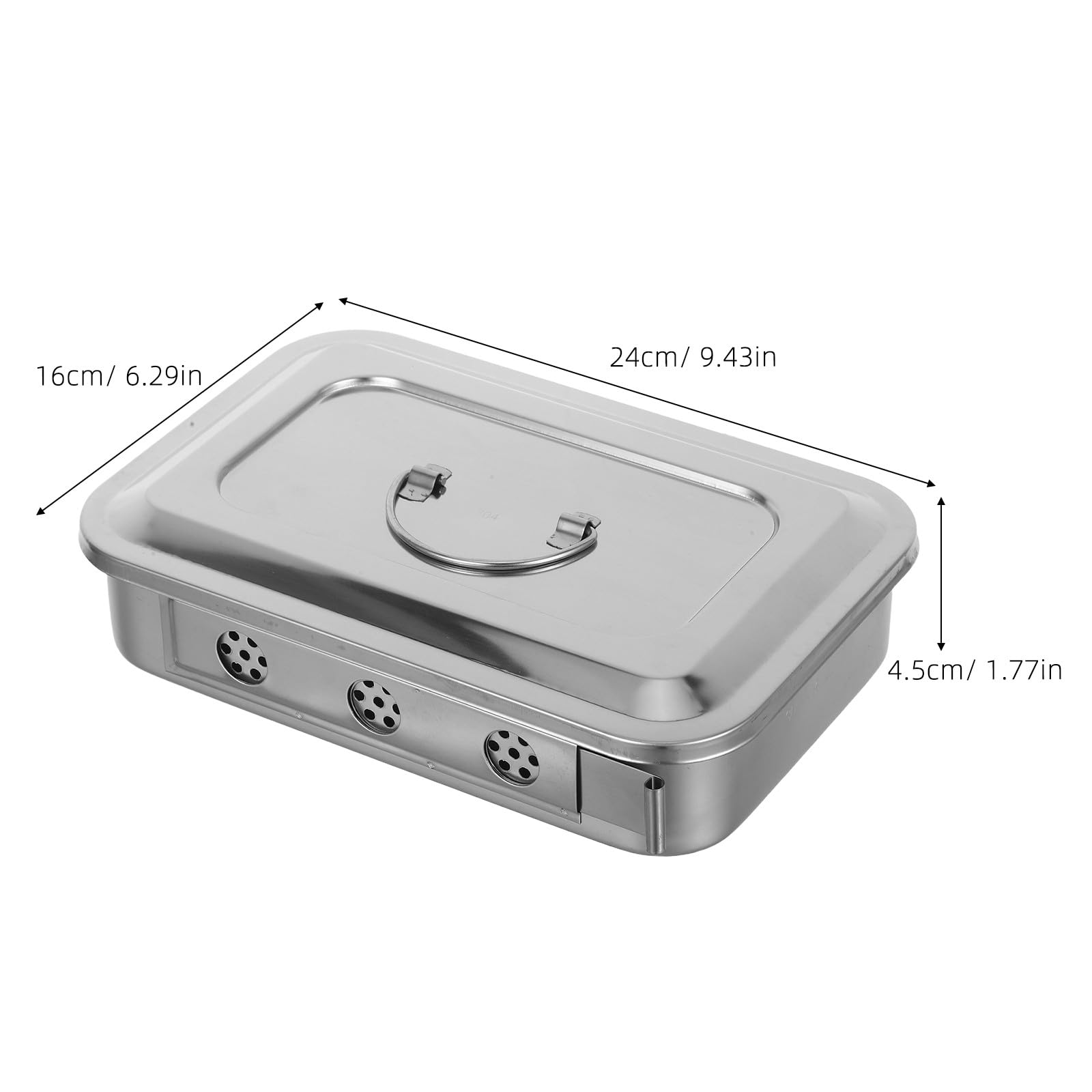 Ciieeo Vassoio Quadrato in Acciaio Inox per Strumenti da Laboratorio con Coperchio Scatola da Laboratorio in Acciaio Inox per Conservazione Strumenti e Campioni