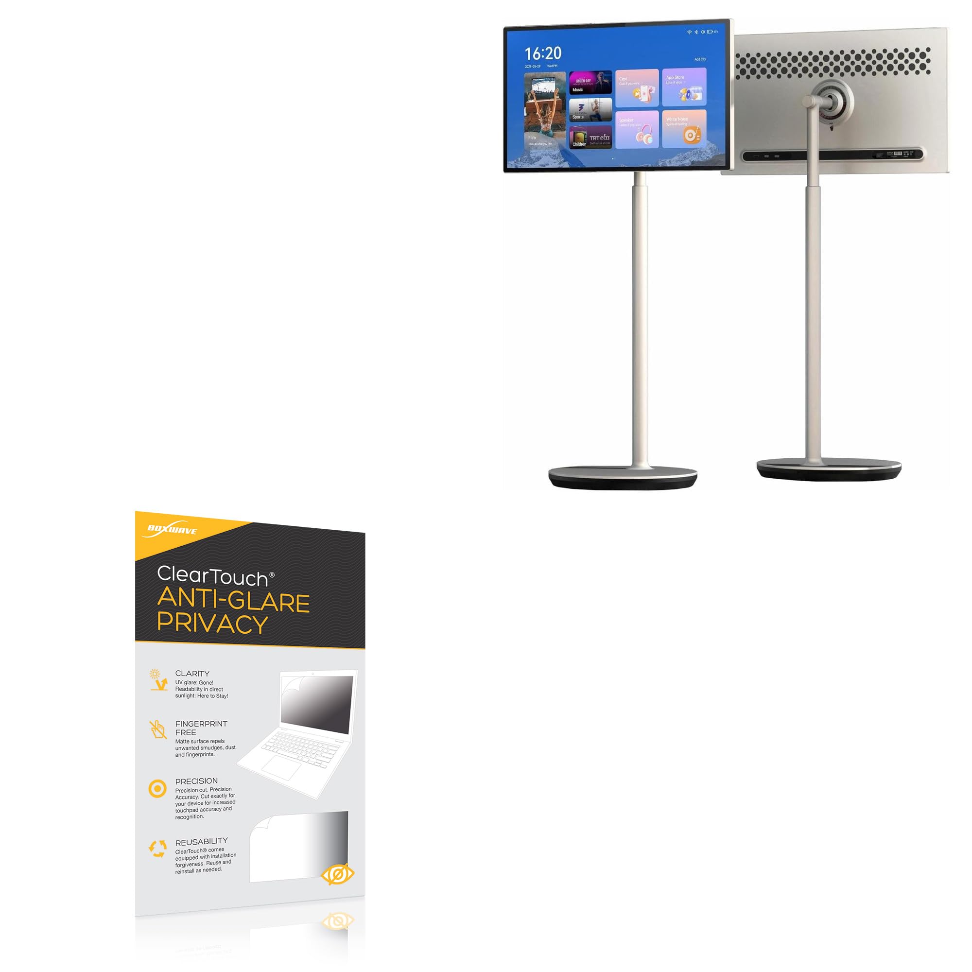 BoxWave Screen Protector Compatible with GTUOXIES Portable Touch Screen Monitor 32A4 (32 in) - ClearTouch Anti-Glare Privacy (2-Pack), Privacy Screen Protector Flexible Film Anti-Glare