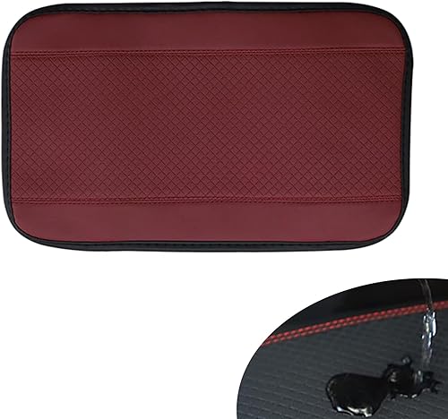 Paquete de 1 alfombrilla universal para reposabrazos de automóvil, estampado de cuero de fibra en relieve, cubierta impermeable para reposabrazos