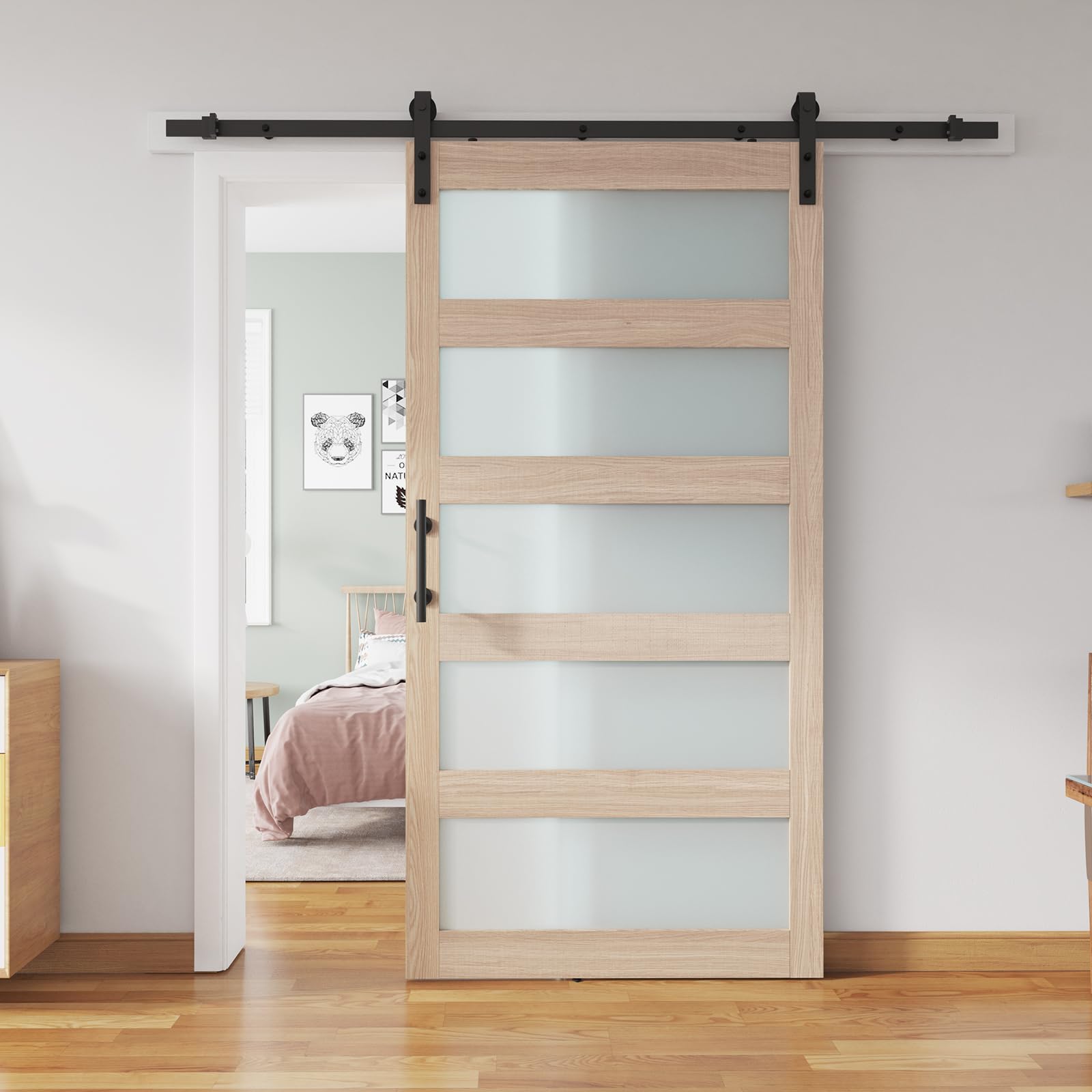 42'' X 84'' Glass Barn Door And 7 Ft Hardware Kit Cameroon