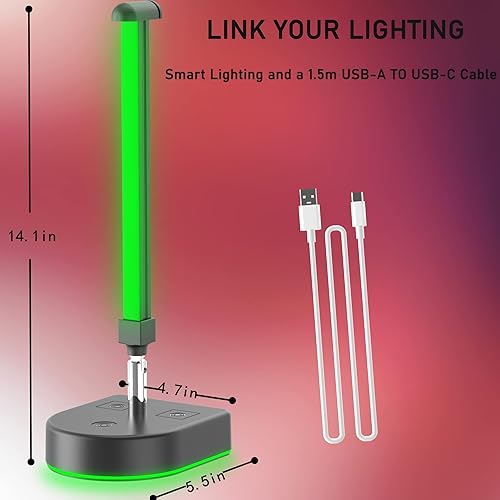 Miniatura 6 de BGMUTCX Torre de iluminación inteligente con soporte para auriculares RGB barras de luz LED inteligentes retroiluminación de TV RGB con soporte para