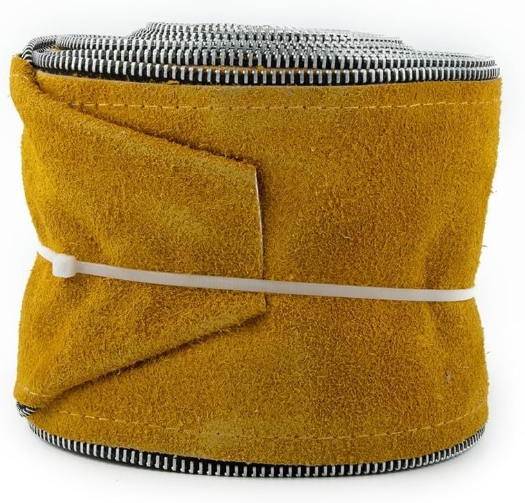 25FT TIG Welding Torch Cable Cover Flame Retardant Cowhide Leather Welding Torch Cable Cover for TIG MIG – 4 Inch Wide Abrasion-Resistant Zip Hose Sleeve for Torch Cable Protection