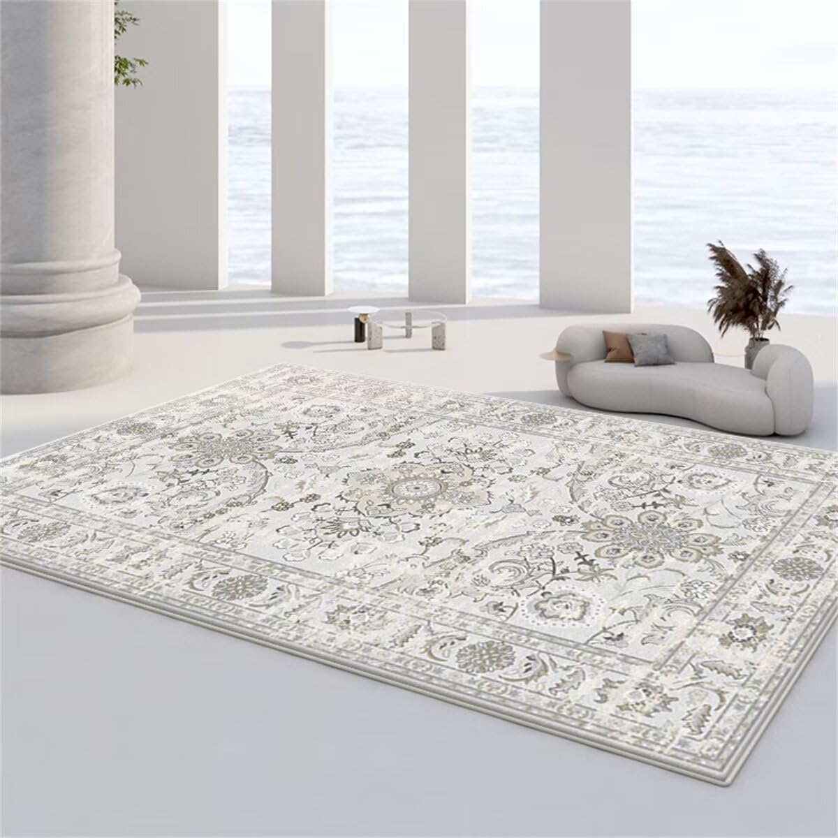 Tapis de chambre gris noir lavable tapis paillasson style moderne de salon 200X260CM