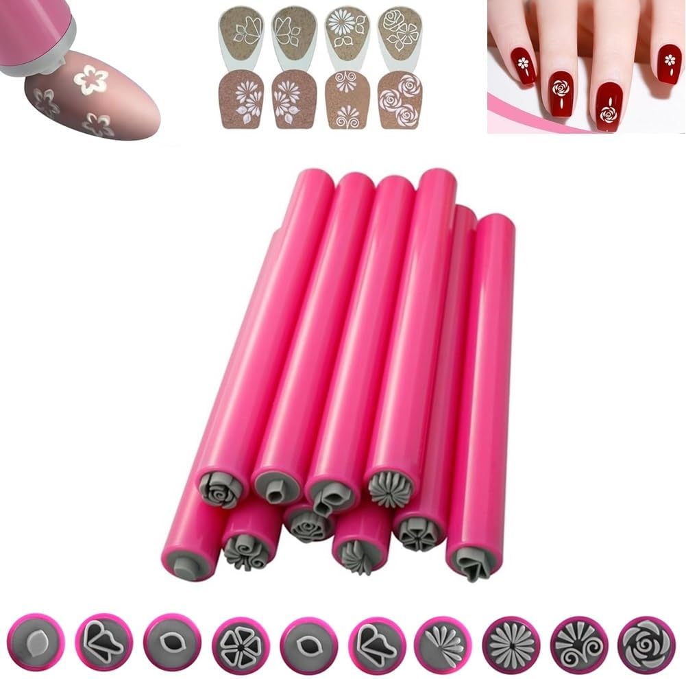 10PCS Nail Art Stamp Pen Set DIY Nail Art Tools with 6 Different Patterns Nail Art Stamping Pen Nail Graffiti Nail Art Dotting Tools Nail Art Design Tools Flower Nail Stamper Pen Nail Art Stamper Kit