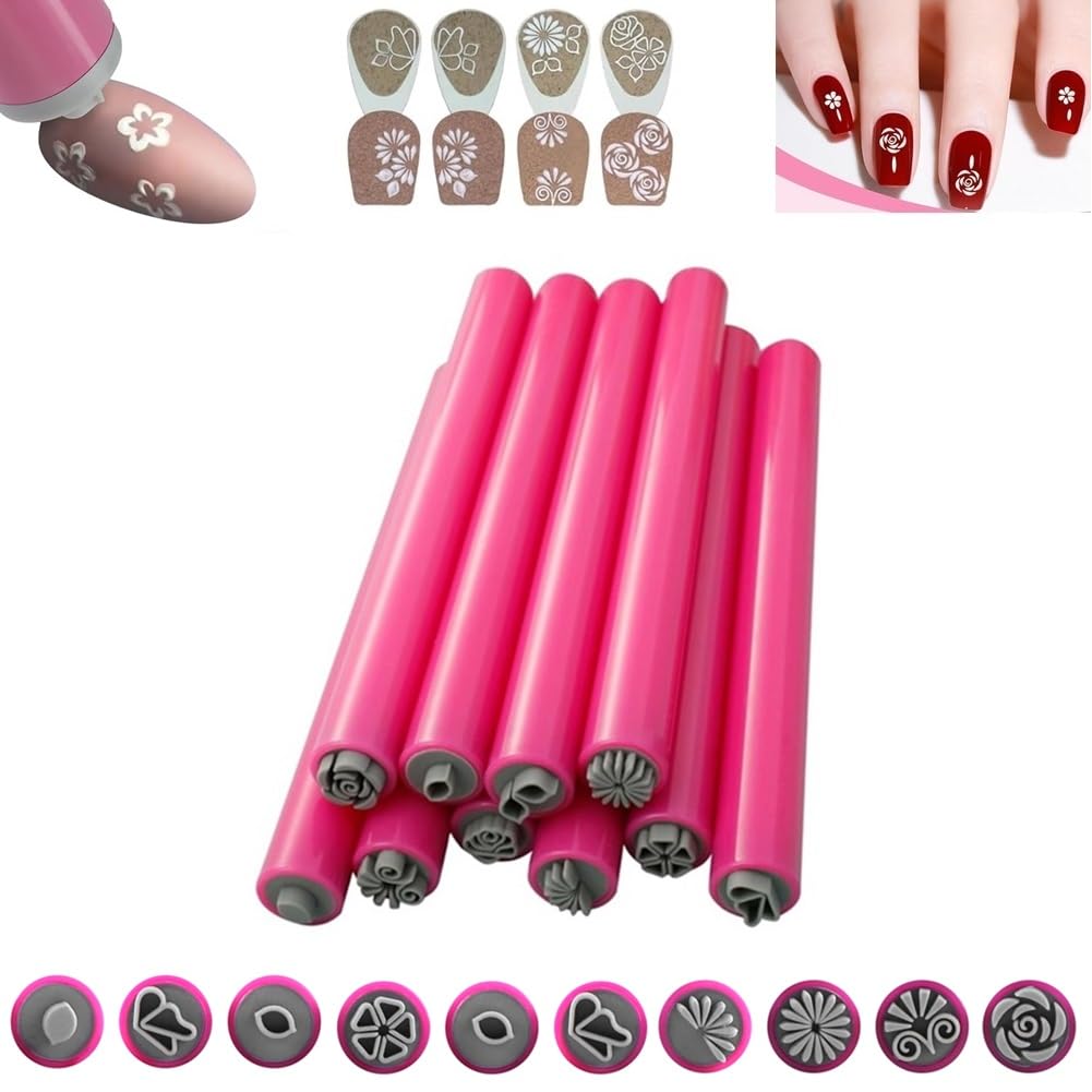 10PCS Nail Art Stamp Pen Set DIY Nail Art Tools with 6 Different Patterns Nail Art Stamping Pen Nail Graffiti Nail Art Dotting Tools Nail Art Design Tools Flower Nail Stamper Pen Nail Art Stamper Kit