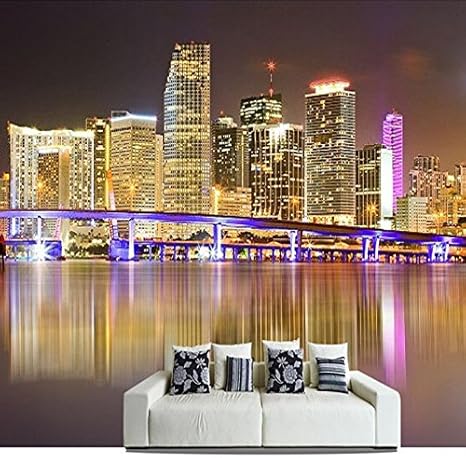 Amazon Co Jp Amazhen シルク 壁画 3d 壁画 写真 壁紙 都市 風景 夜景 明るいライト 壁紙 室内装飾 リビングルーム用壁紙 350cm 256cm Diy 工具 ガーデン