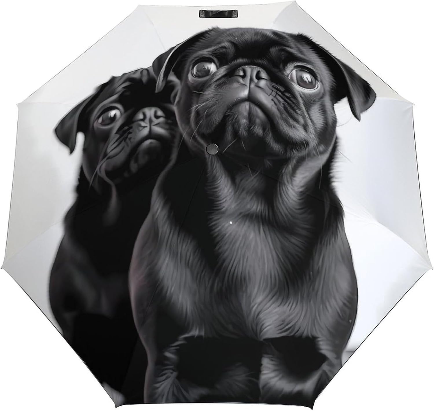 Windproof Travel Umbrella Cute Black Pug Dog Folding Small Sun Umbrella Lightweight Small And Compact Suit for Pocket