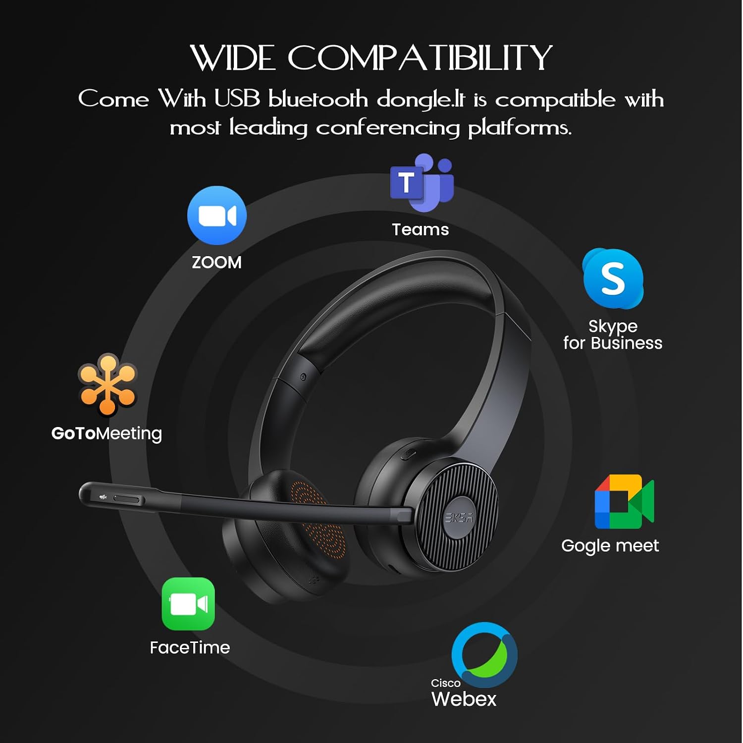 Headset with logos of compatible platforms