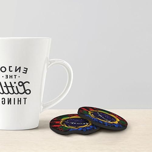 Miniatura 3 de Portavasos universales con diseño de bandera de Estados Unidos, con diseño de rosa y bandera de Brasil, a prueba de derrames, antideslizantes, para