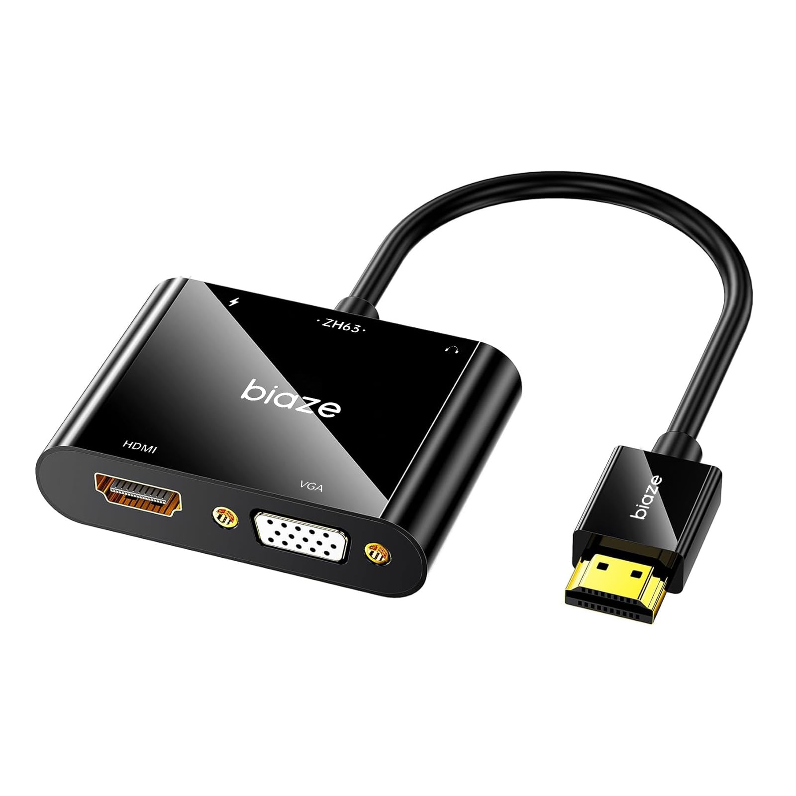 biaze ZH63 HDMI auf VGA, 2 in 1 HDMI/VGA Adapter + 3,5MM Audioanschluss und Microusb Ladegerät für Computer Desktop Laptop PC Monitor Projektor HDTV Chromebook Raspberry Pi Roku Xbox und mehr