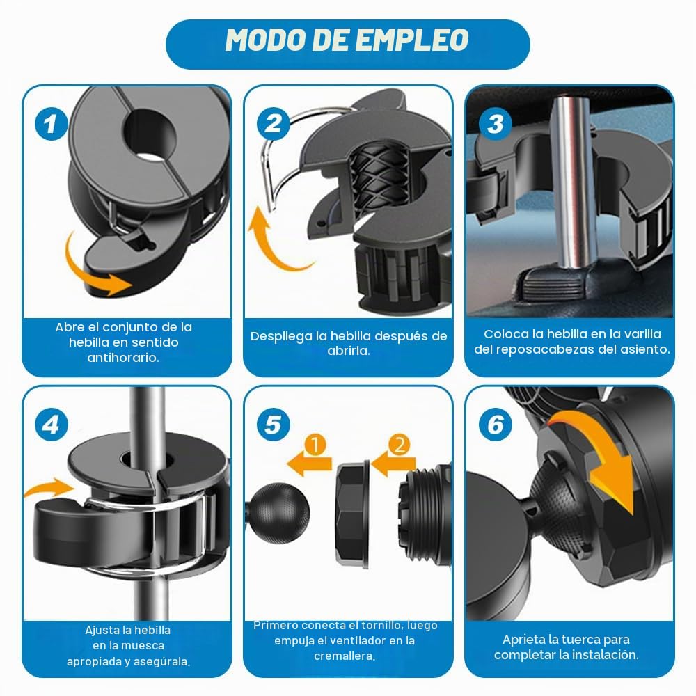 Ventilador para Coche USB, 5V 2A Ventilador Coche USB con 3 Velocidades, Rotación de 360° Ventilador para Coche de Doble Cabezal para Voltios, Camión, Autocaravana, Barco y Caravana