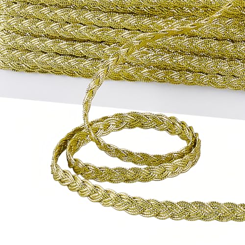 Letsinstyle 11 mètre de Galon Doré à Motif Floral Bordure Tressée en Tissu Mille Pattes de 0.27(5) cm Ruban de Dentelle Tissée Métallisée pour une Performance de Mariage et de Mariée