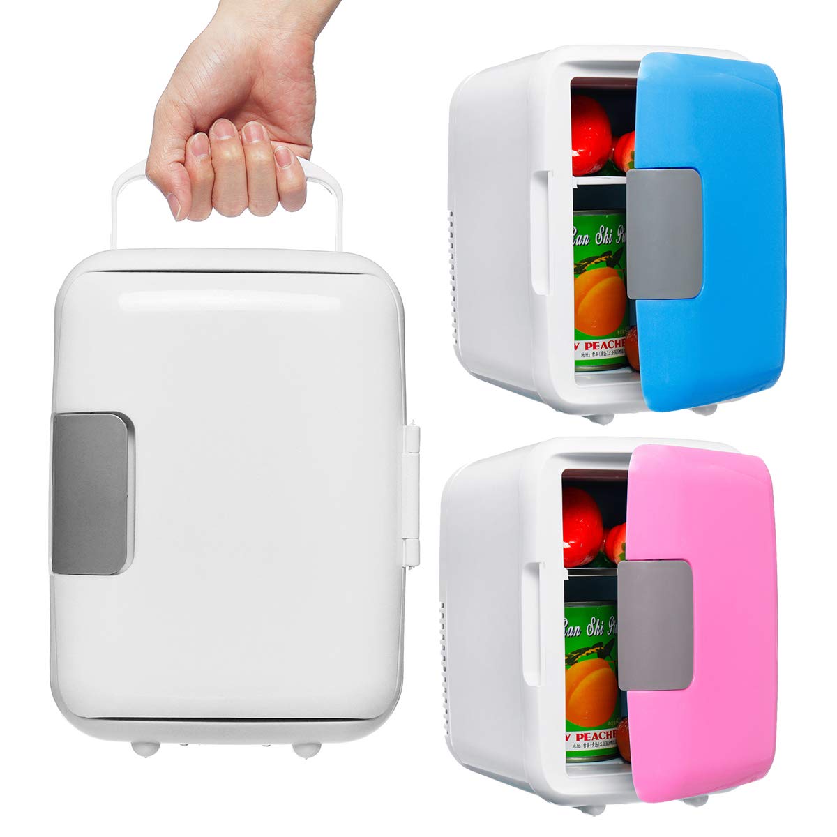 JenNiFer 4L 12V / 220V Mini Refrigerador Portátil Eléctrico Refrigerador Refrigerador Congelador Coche Hogar - Rosado