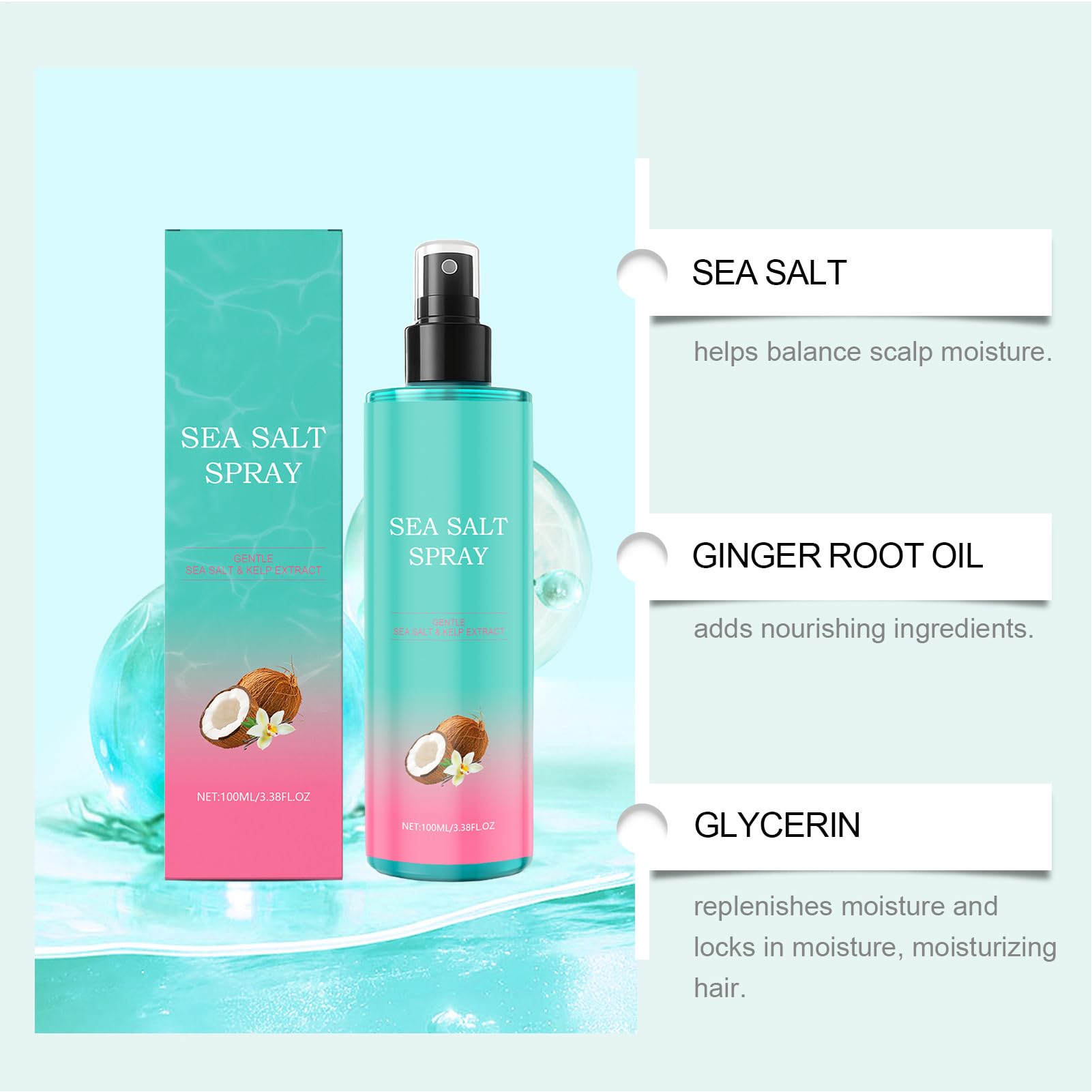 Spray volumizzante per capelli, leggero da 100 ml, testurizzante non grasso, scelta ideale per donne e uomini, uso in salone, viaggi, mattina, spiaggia, notte, routine quotidiana