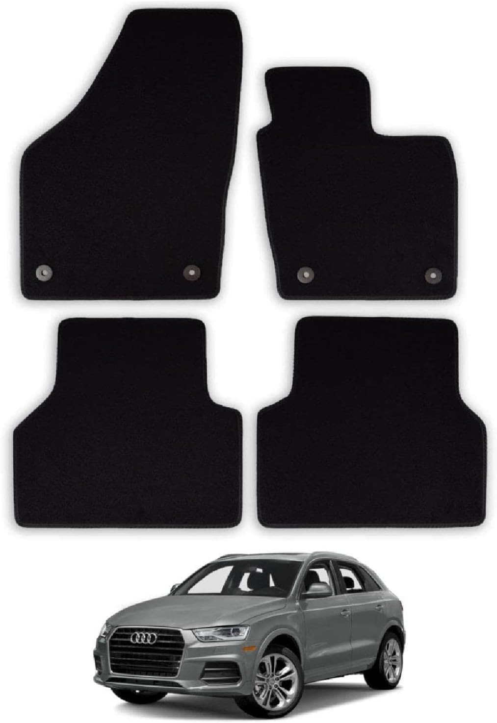 Carsio Tailored Black Carpet Car Mats for Q3 2011 2011 to 20184 Piece