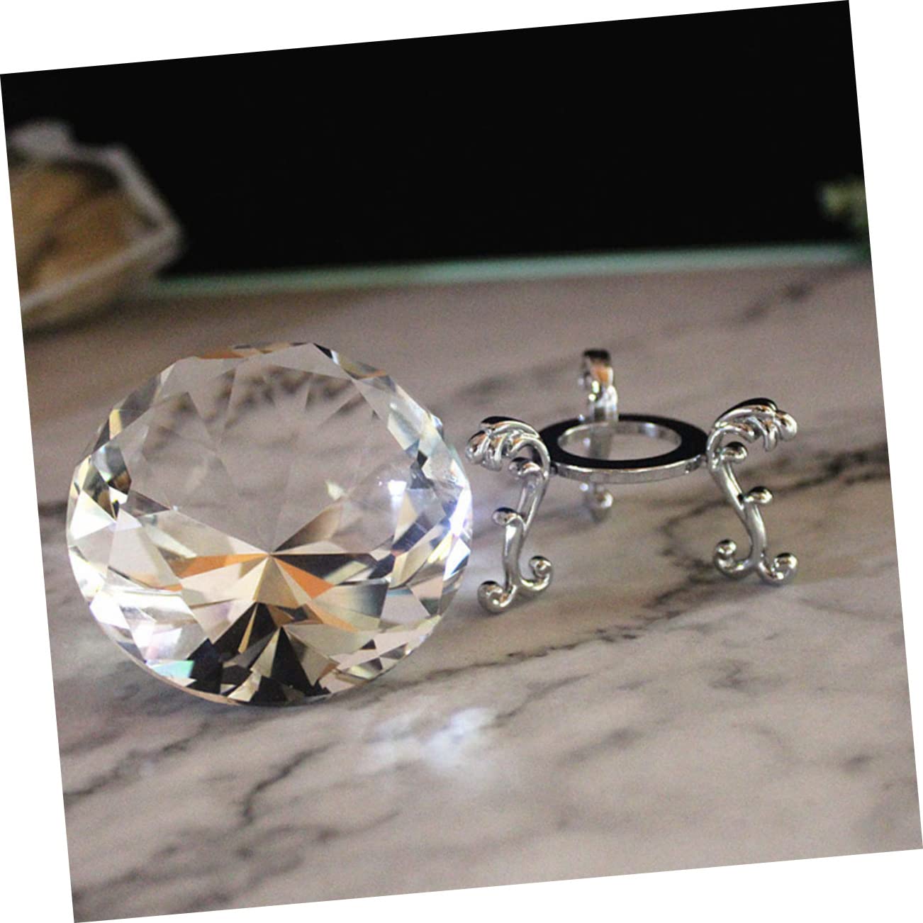 Ferma Carte Diamante Cristallo con Supporto Plastico | Oggetto Decorativo per Casa e Mobile Tv, Superficie Liscia, Facile da Esporre e Riporre
