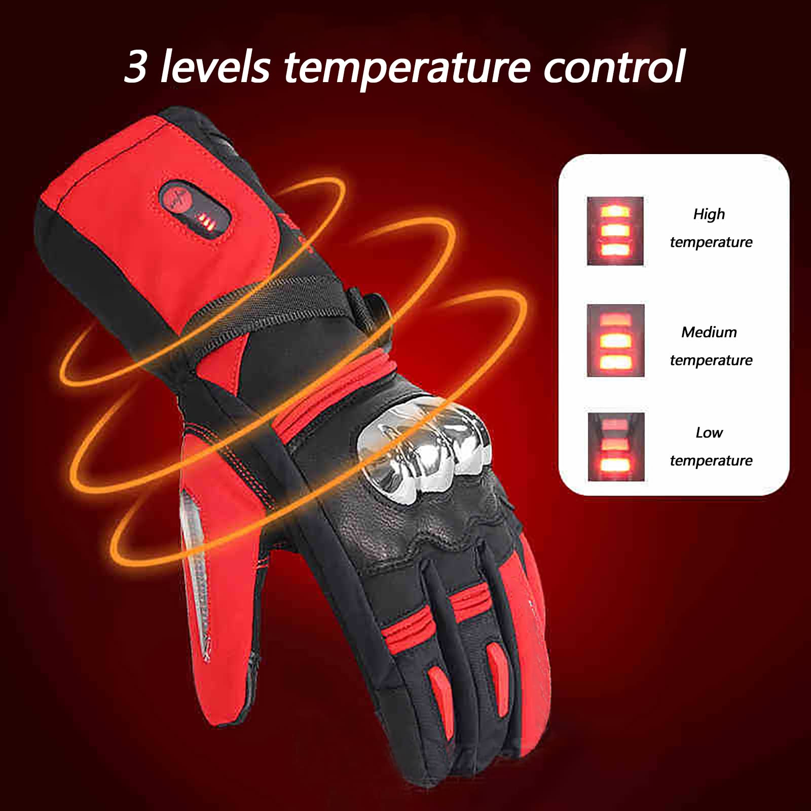 Guanti Elettrici Riscaldati Foderato con Batteria Ricaricabile Touchscreen Uomo e Donna Sottili Guanti Termici Invernali Scaldamani per Ciclismo Sci Caccia Pesca
