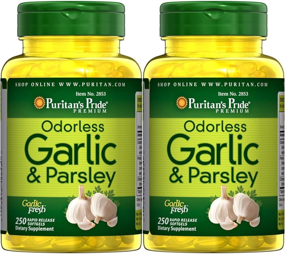 Odorless Garlic Oil Pills 1000mg With Parsley & Chlorophyll – 150 Plant-Based Softgels