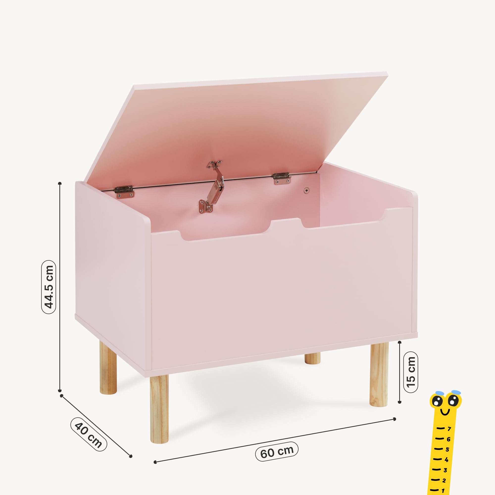 [en.casa] Spielzeugkiste mit Deckel Virer Kuscheltier Aufbewahrung Kinderzimmer Truhe Spielzeugbox 60 x 40 x 45 cm Aufbewahrungsbox Holzbeine Rosa