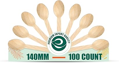 ECO SOUL [140mm, 100 Pack] Disposable Spoons | Wooden Dining Flatware | Ideal for Kids Birthday, Wedding & Party
