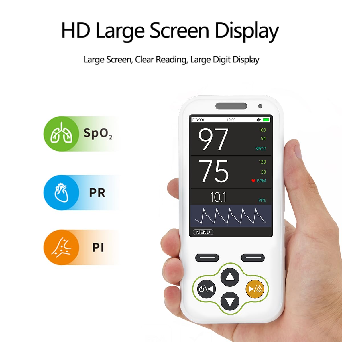 Handheld Pulse Oximeter for kids,Children's Finger Blood Oxygen Monitor with Continuous SpO2 Monitoring and Real-Time Alarm, Adjustable alarm threshold and volume