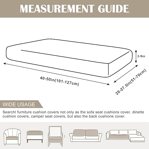 Miniatura 3 de SearchI Fundas de cojín de repuesto estampadas, fundas de asiento de sofá con patrón elástico, lavable, protector de muebles suave con parte
