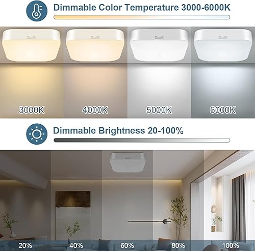 Miniatura 8 de WhitePoplar Luz de techo recargable con sensor de movimiento para interiores con control remoto, batería inalámbrica, recargable, sensor de luz para