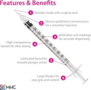 EasyTouch U-100 Insulin Syringe with Needle, 31G 0.5cc 5/16-Inch (8mm), Box of 100