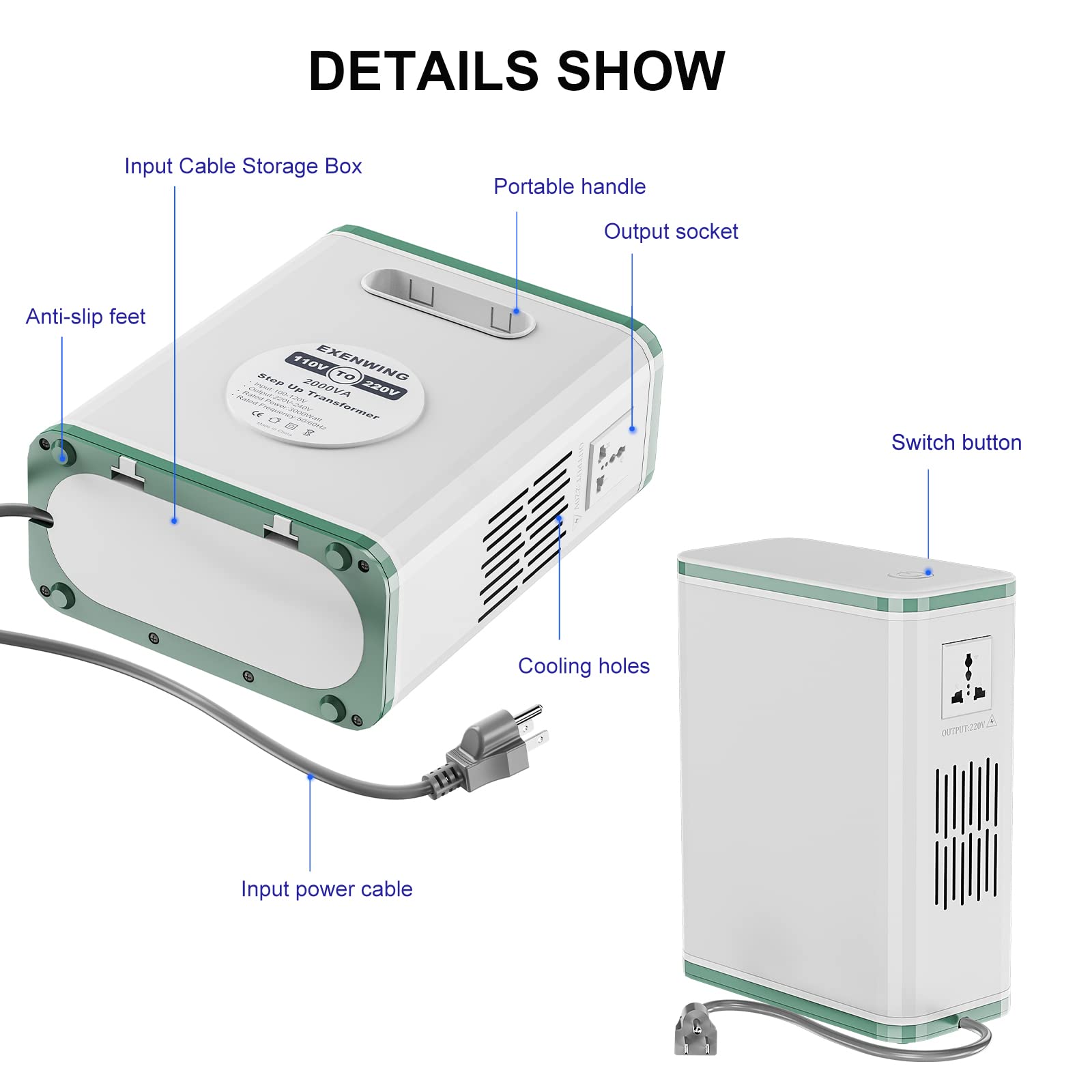 Amazon.co.jp: EXENWING 2000ワット 110V - 220/230V 電圧コンバーター