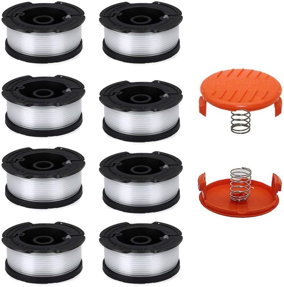 Lucky Seven AF-100 Spool Compatible with Black & Decker AF-100-3ZP 0.065" String Trimmer Line Replacement for GH900 GH600 String Trimmer (8 Spools + 2 Caps and Springs)