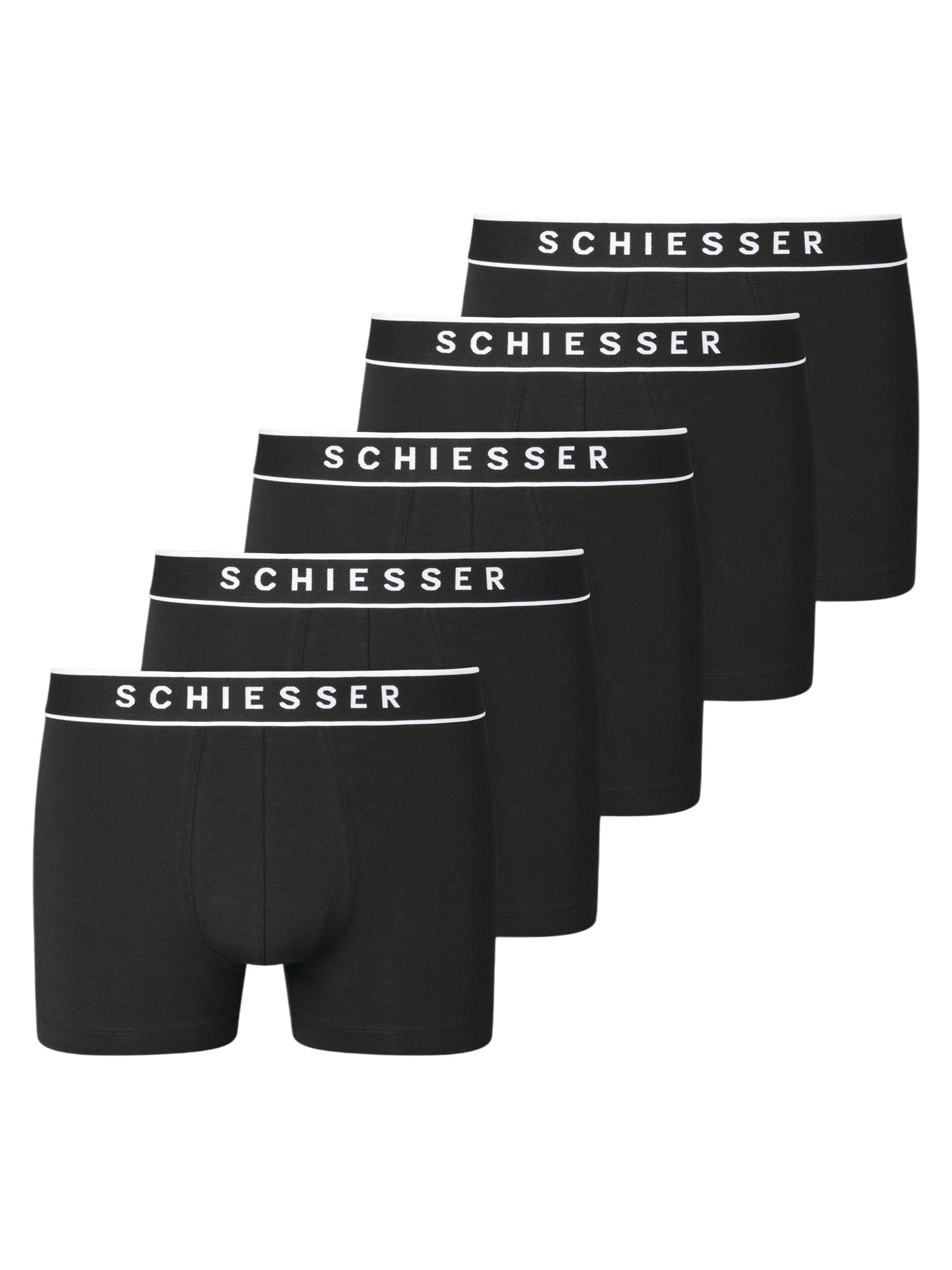 Schiesser Męskie bokserki z bawełny ekologicznej 95/5, kolor czarny_183213, 5, Czarny_183213, 5